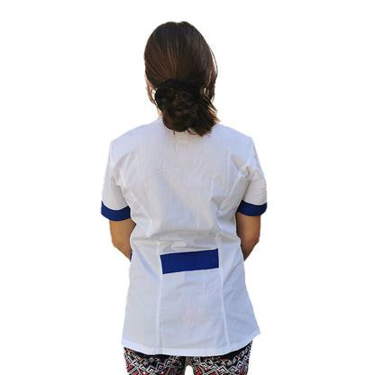 Camice da lavoro,casacca donna Modello beauty Bianco inserto blu Cod: 290721
