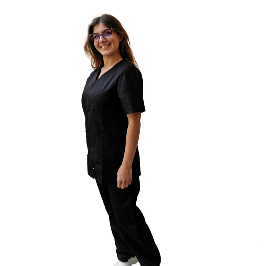 Divisa da lavoro donna,con zip "NERO" cod: 0305