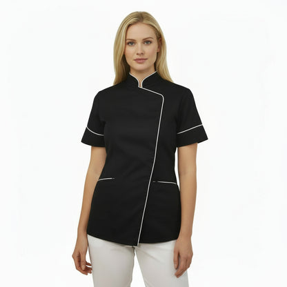 Camice,casacca da lavoro SLIM-FIT,per estetista,parrucchiera, cuoca"nero" cod: 1312