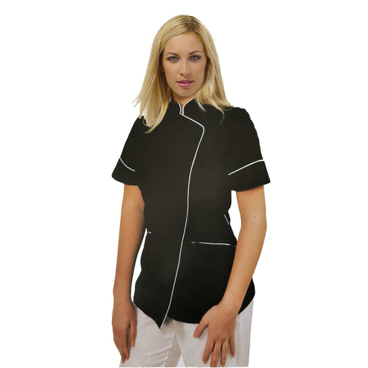 Camice,casacca da lavoro SLIM-FIT,per estetista,parrucchiera, cuoca"nero" cod: 1312