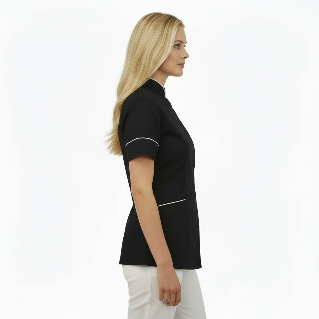 Camice,casacca da lavoro SLIM-FIT,per estetista,parrucchiera, cuoca"nero" cod: 1312