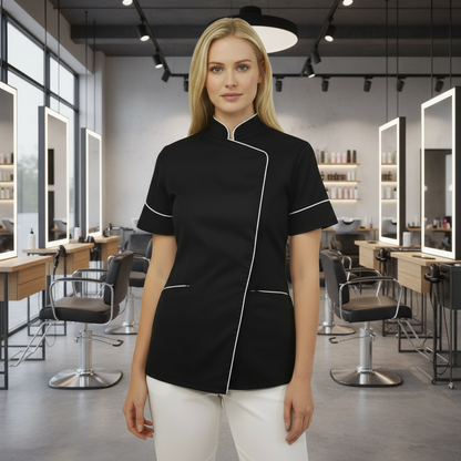 Camice,casacca da lavoro SLIM-FIT,per estetista,parrucchiera, cuoca"nero" cod: 1312