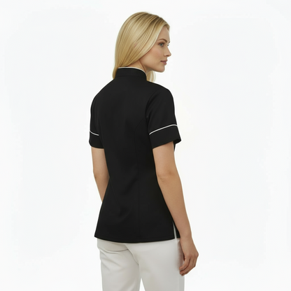 Camice,casacca da lavoro SLIM-FIT,per estetista,parrucchiera, cuoca"nero" cod: 1312