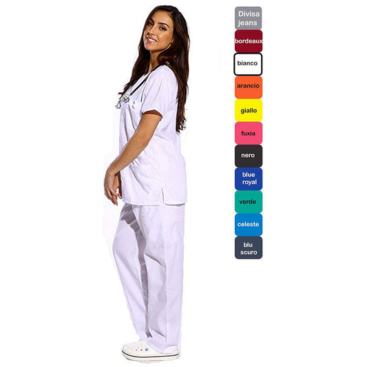 Divisa da lavoro,sanitaria,infermieristica,estetica,completa,unisex,scollo V 8299