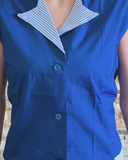 Casacca,camice da lavoro, giromanica "BLU ROYAL" cod:7227