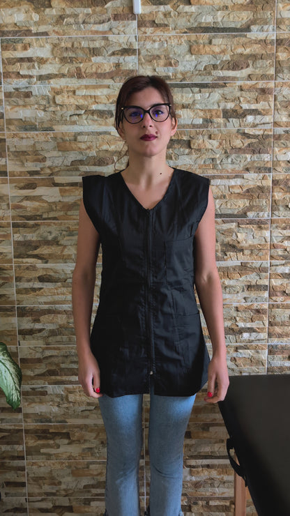 camice da lavoro donna,Casacca giromanica ZIP "Nero" Cod: 2006