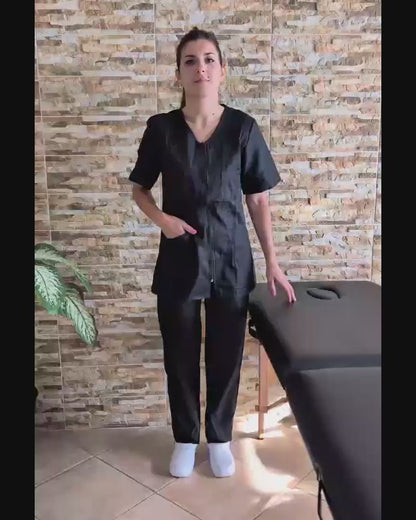 Divisa da lavoro donna,con zip "NERO" cod: 0305