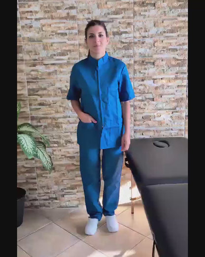 Divisa da lavoro,unisex, zip collo coreano "colore blu royal" cod: 1912
