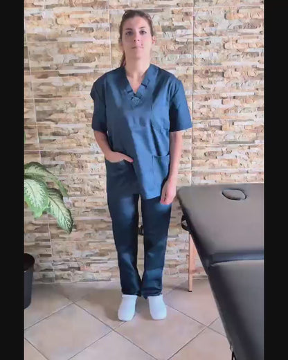 Divisa da lavoro,completa,unisex,scollo V "blu scuro" cod: 8354