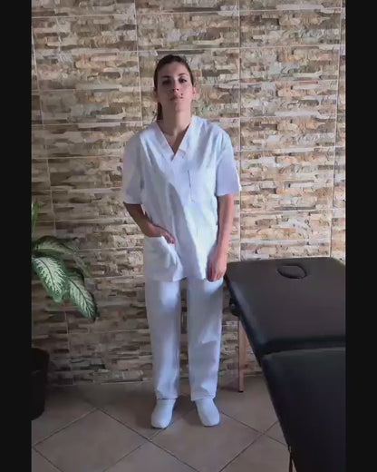 Divisa da lavoro,completa,unisex,collo V "bianco" cod: 8378