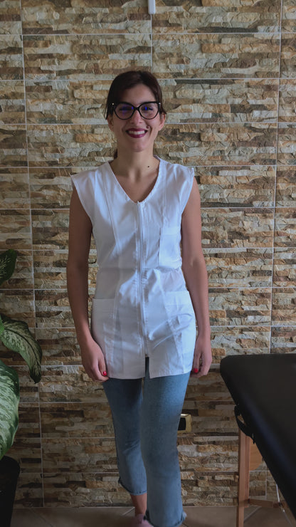Camice da lavoro,casacca zip Giromanica "Bianco" COD: 2106