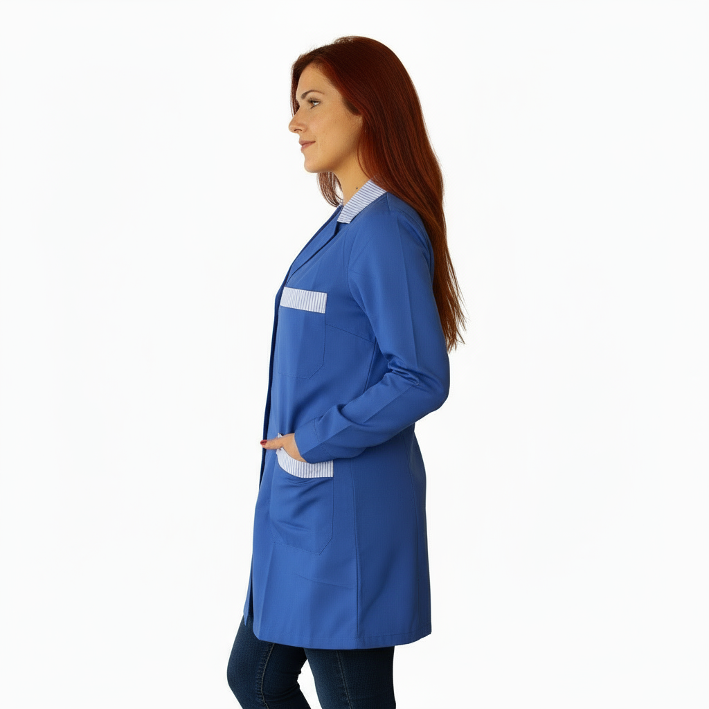 camice da lavoro,casacca donna corto ml "blu royal" con profilo cod: 6923