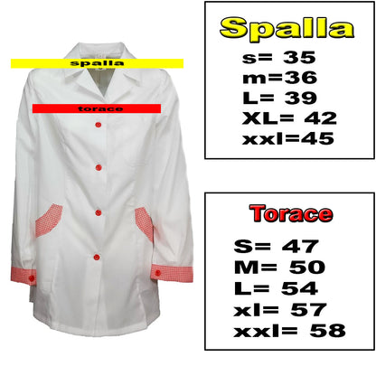 camice da lavoro donna,casacca slim bianco manica lunga Cod: 0311